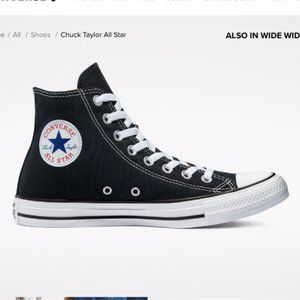 Classic black Converse high top, unisex (mens 6.5 women's 8.5)